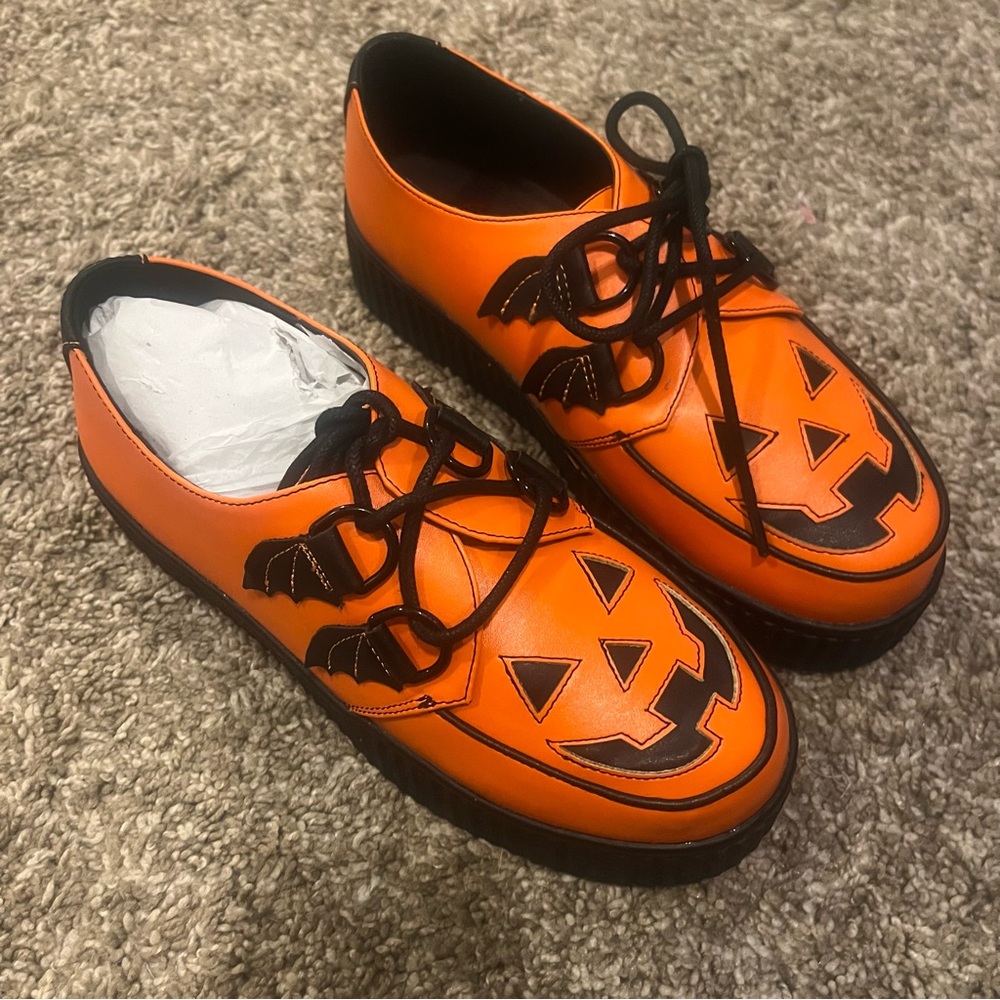 Strange Cvlt Jack-o-lantern Pumpkin Halloween Orange Black platform Creepers